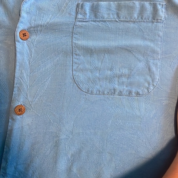 Tommy Bahama Men's Silk Camp Shirt Midnight Blue with Embossed Fern Print   XLT - Picture 5 of 6